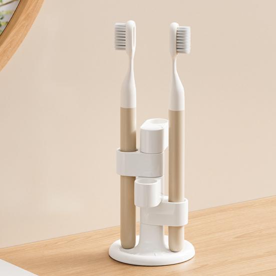 Toothbrush Holder Makeup Brush Storage Rack with Anti-Slip Base 360-Degree Rotatable Bathroom Toothbrush Storage Rack