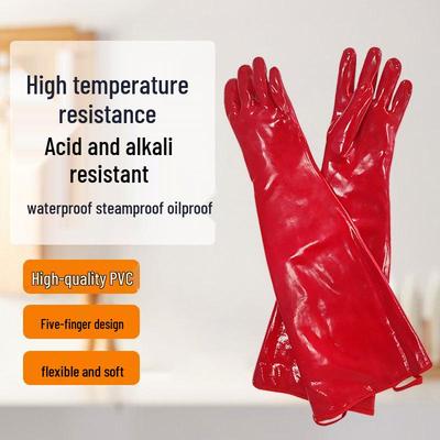 Lange Wasserdichte Nitril-Küchenhandschuhe: Hitzebeständig, Dampfbeständig, Verbrühungs- und Ölbeständig, mit PVC-Beflockung