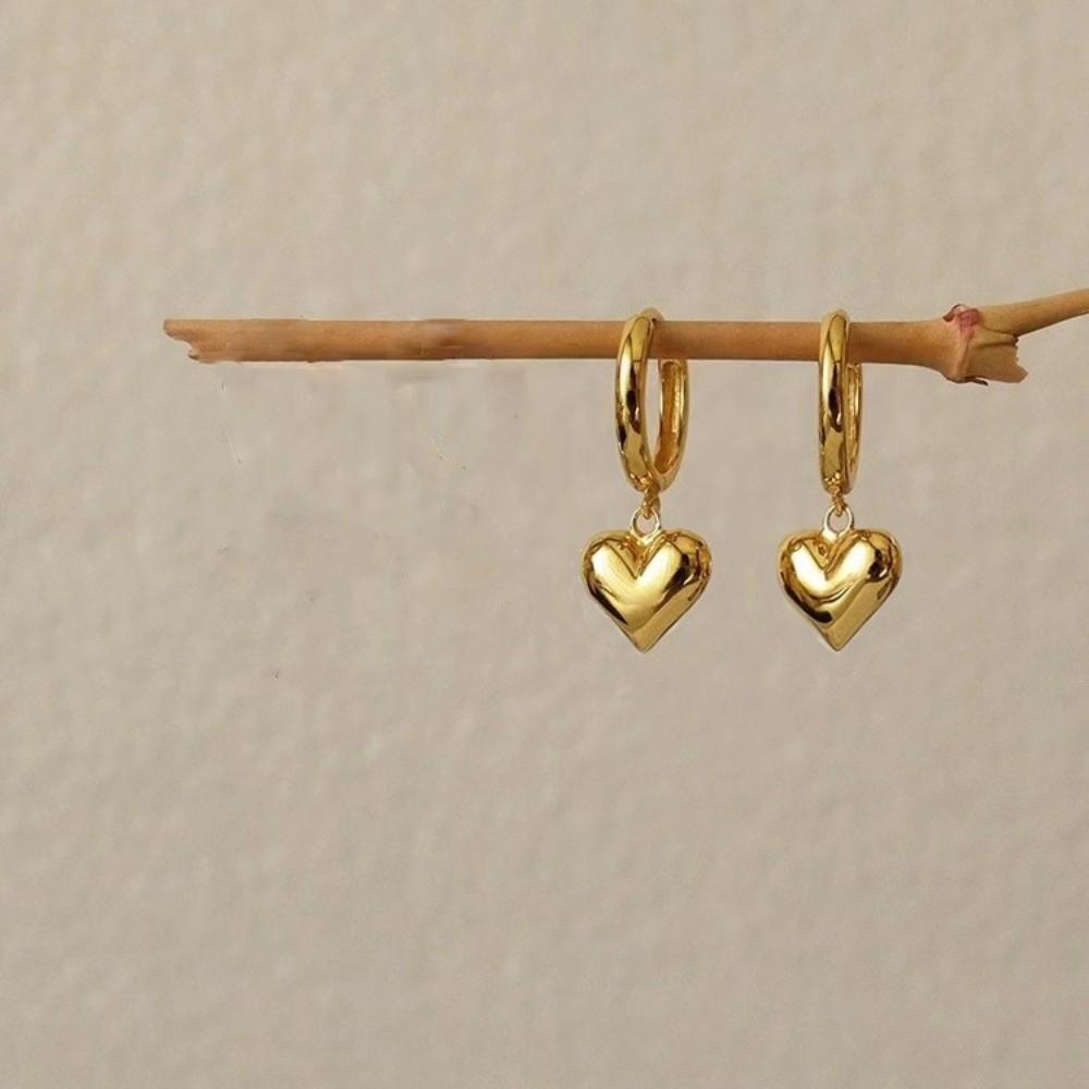 Zinc Zinc Alloy Heart-Shaped Earrings Minimalist Hoop Earrings Temperament Dangle Drop Earrings  Gift