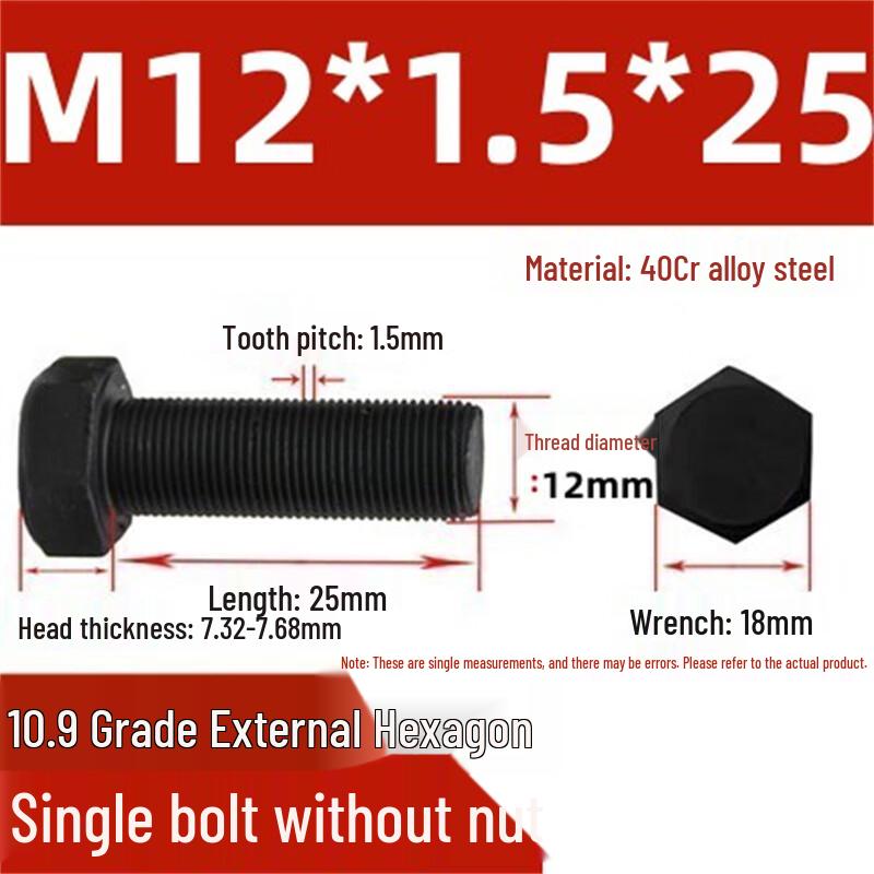 Alloy Steel Grade 10.9 Fine Thread Hex Bolt