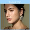Vintage Style Alloy Hollow C Shape Sparkling Earrings For Formal Weddings