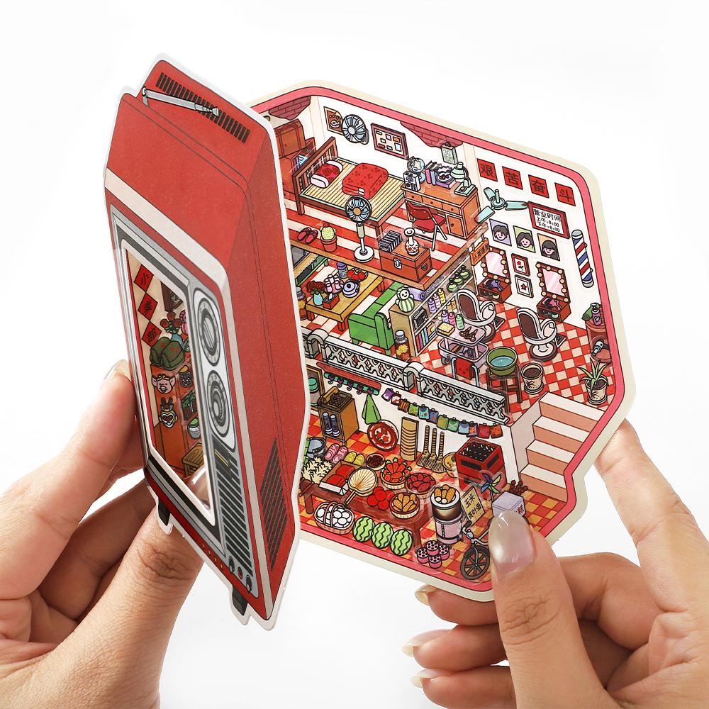 Kawaii 3D Small Shop 19.0 Miniature Scene Stickers Visual Stacking DIY Scrapbooking Pocket House Stickers Children Festival Gift