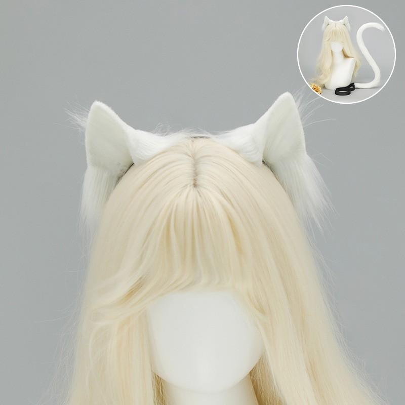Cosplay Cat Ears Headband With Tail Set Adult Anime Convention Accessory