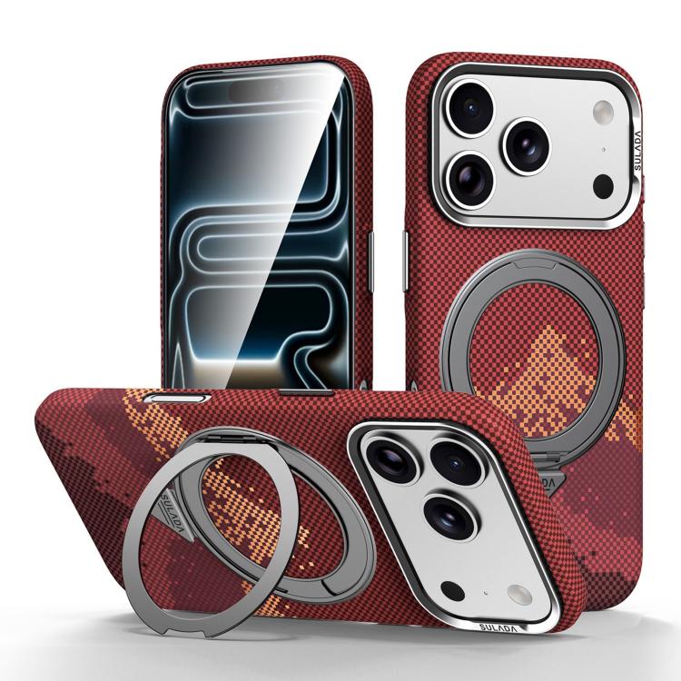 SULADA Kevlar Pixel Grid Texture Rotation Magnetic Holder Phone Case