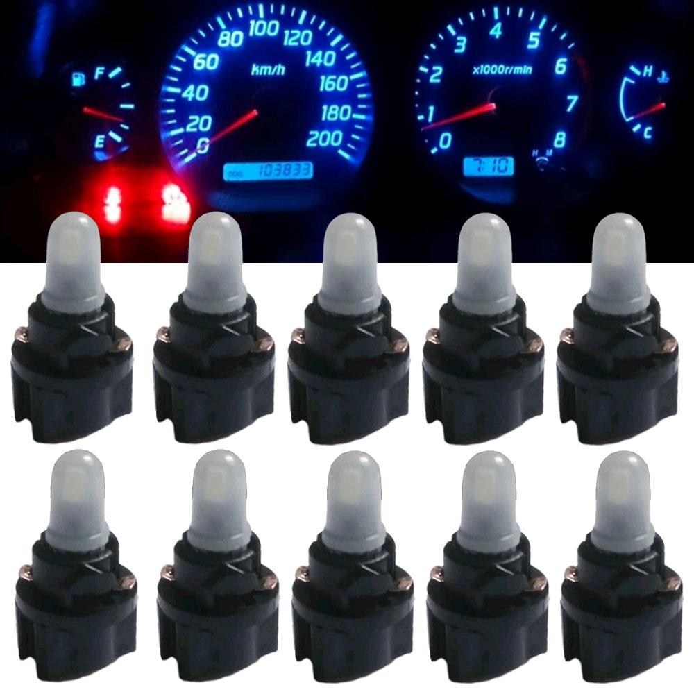 10Pcs Car LED Bulb Dashboard T5 T6.5 W1.2W Instrument Lighting12V 3000K 6000K White Red Ice Blue Auto Panel Lights Accessories