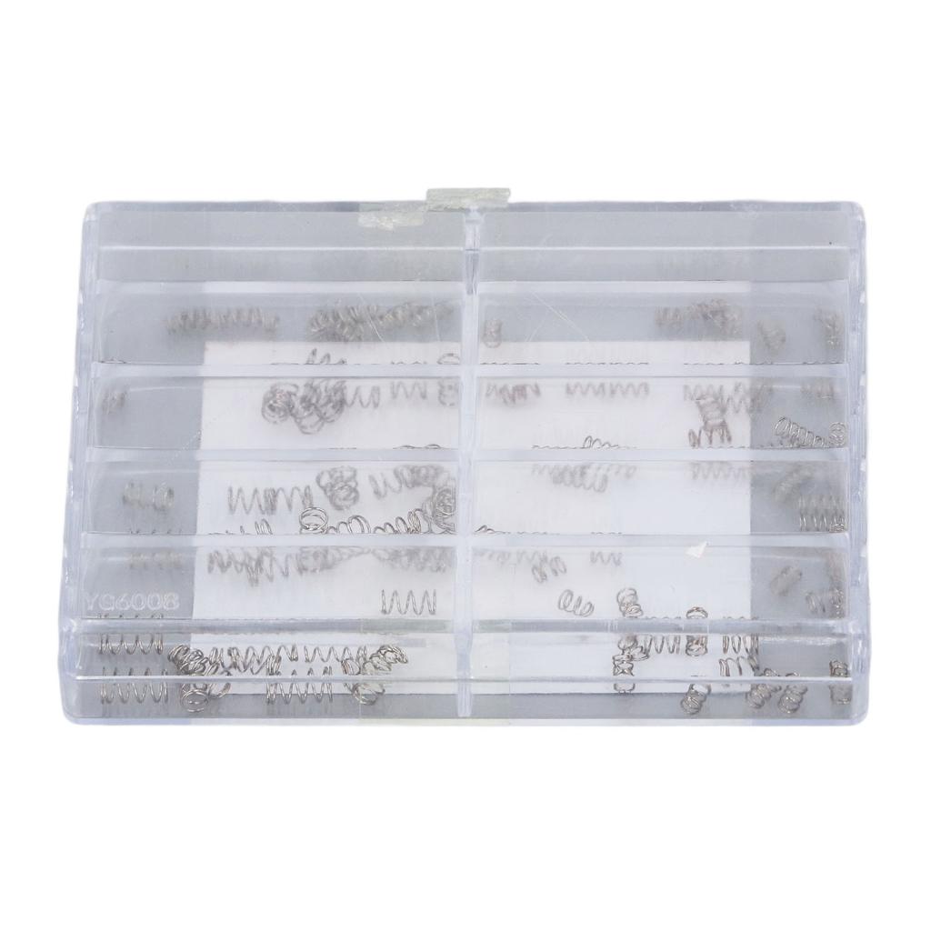 100 st Kompressionsfjädrar 10 Olika Storlekar Mini Rostfria Fjädrar med Fodral för Reparationer