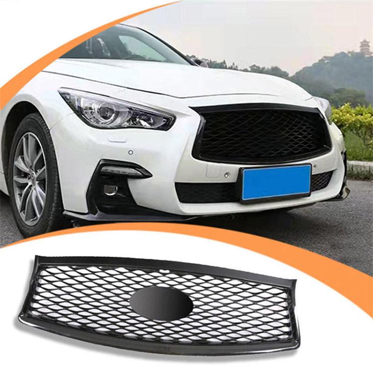 Infiniti Q50 Front Grille Decor 2014-2021: Custom Small Body Kit Gloss Black