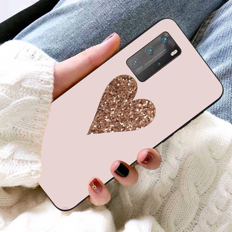 Rose Gold Pink Glitter Phone Case for Huawei P30 40 20 10 8 9 lite pro plus Psmart2019