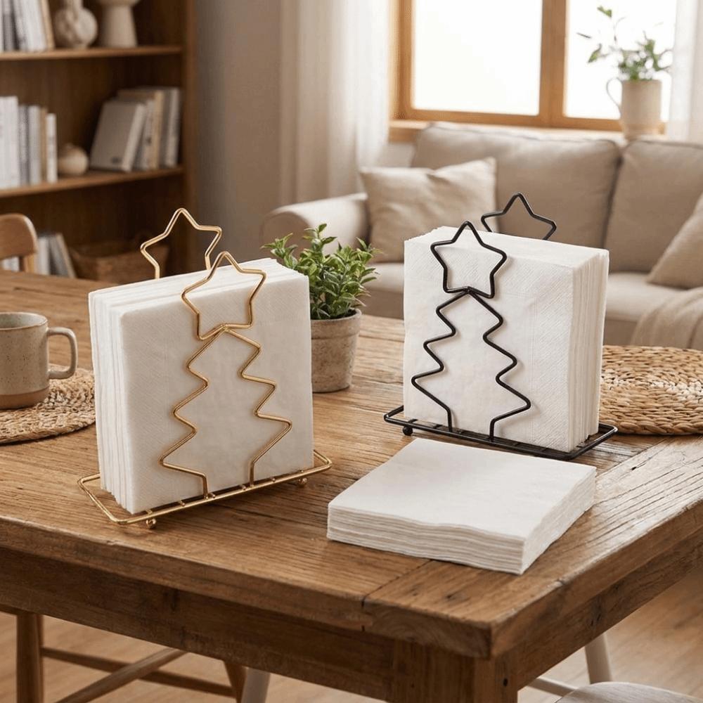 Iron Christmas Tree Napkin Holder Stable Decorative Paper Storage Rack Minimalist Paper Dispenser Rack Kitchen Use