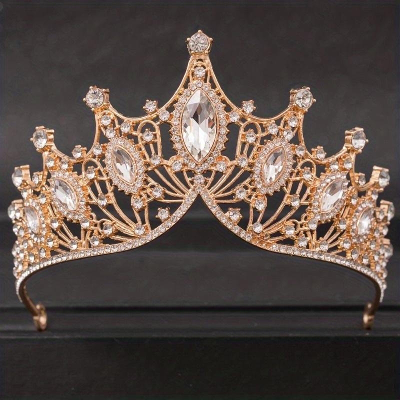 Gold Color Crystal Tiaras and Crowns Headband for Women Party Rhinestone Bridal Wedding Hair Accessories Jewelry Crown Tiara