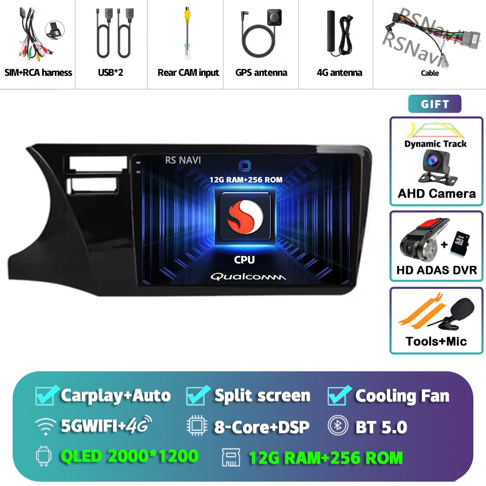 Android 14 Carplay Auto For Honda City 2014 - 2017 Car Radio Player Multimedia stereo Navigation 4G+WIFI Head Unit 2Din AI Voice