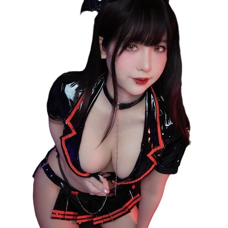 New Sexy Underwear Women's Sexy Patent Leather Seduction Pajamas Uniform Bedding Hot Flirting Set 65
