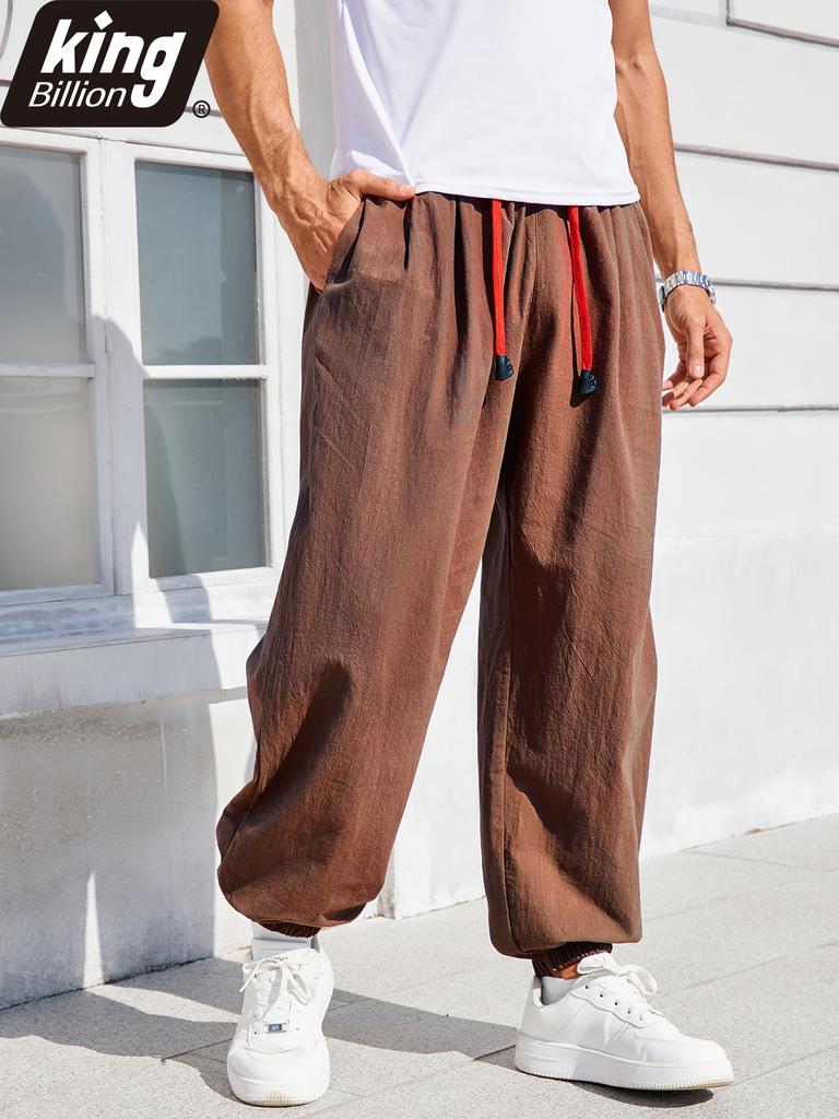 Men's Casual Harem Pants Ankle Cuffed Solid Color Loose Fit Oversize Drawstring Elastic Waist Streetwear Hip Hop Trendy Trousers