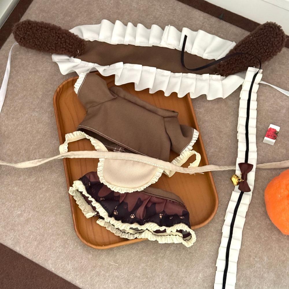 

1 комплект Платье Лолиты Хлопковая одежда для куклы Одежда для плюшевой куклы с кошачьей лапкой Детский подарок коричневый