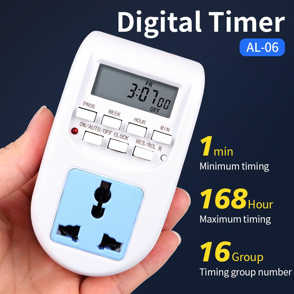 Intelligent Digital Timer Switch 220V 7 Days Weekly Programmable Electronic Timing Socket EU Plug Outlet Appliance Time Control