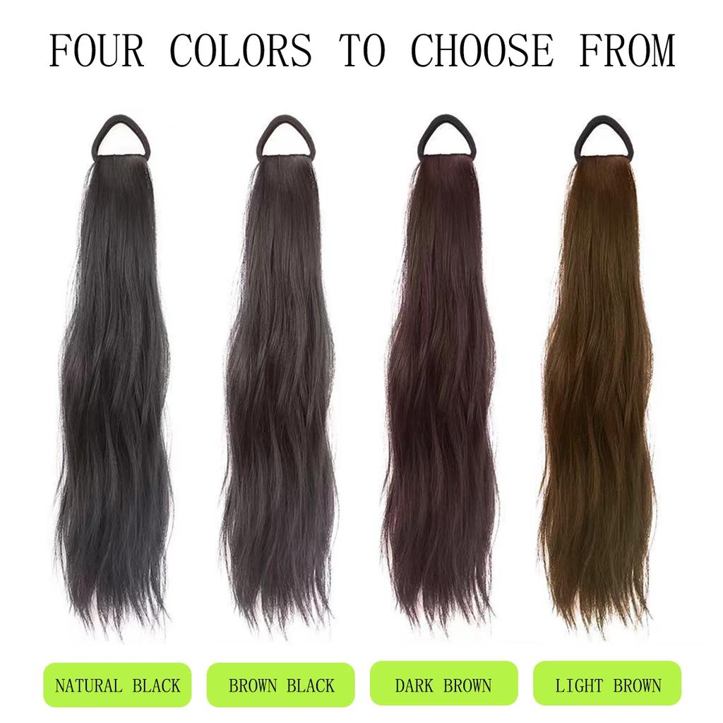 Synthetic Rubber Band Ponytail Sweet Woman Black Slightly Curly Ponytail Extension Long Heat-resistant Wig Acetaldehyde