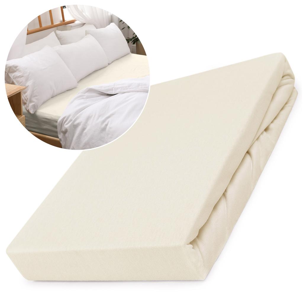 Cotton fitted sheet 180x200 JERSEY HIGH WEIGHT cream ecru