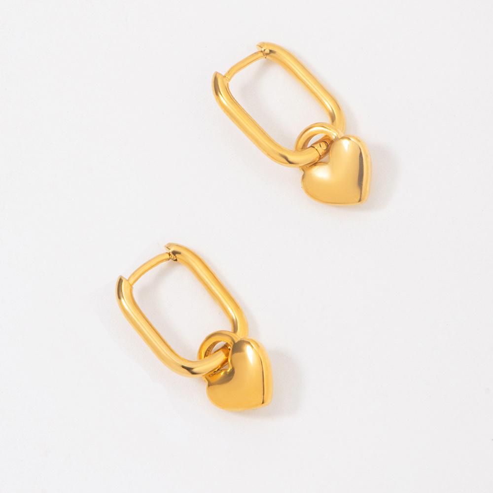 1 Pair Letter U Shape Heart Hoop Earrings For Women Gold Plated Metal Stainless Steel Earrings Punk Rock Ear Jewelry Gifts