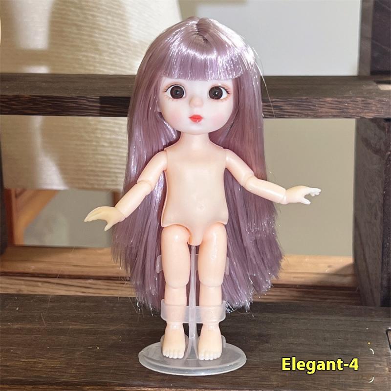 1 Set Cute 1/8 Doll 3D Real Eye 13 Joint Movable Cute 16-17Cm Doll With Different Expressions Girl Toy