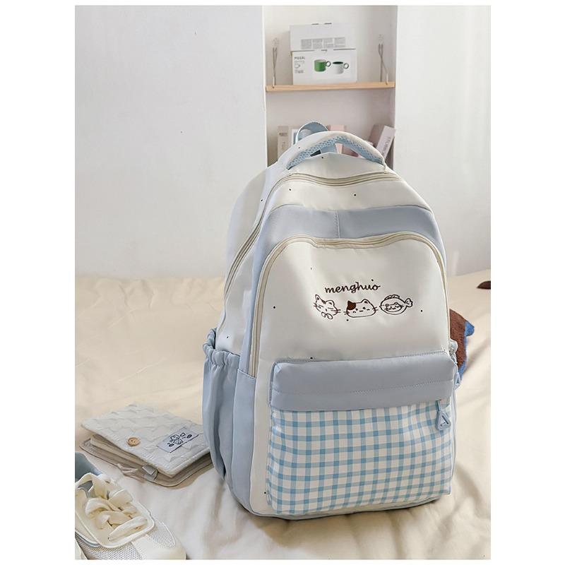 Lightweight and largecapacity backpack, new Japanese ins, highvalue, fresh and sweet plaid, junior high school schoolbag.