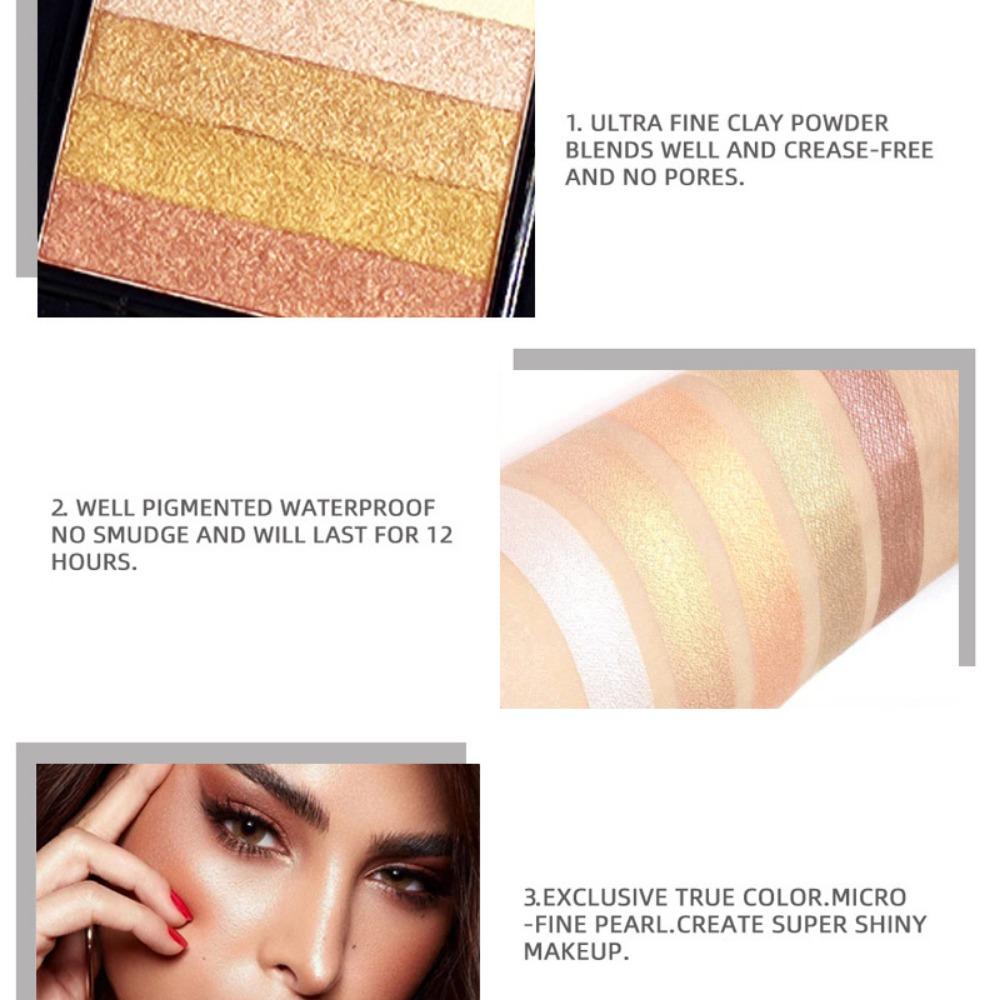 Misiou Beauty Five -colored Stripes Do Not Faint Eye Shadow Five -color Pearl Light High Glitter Colorful Eye Shadow Plate