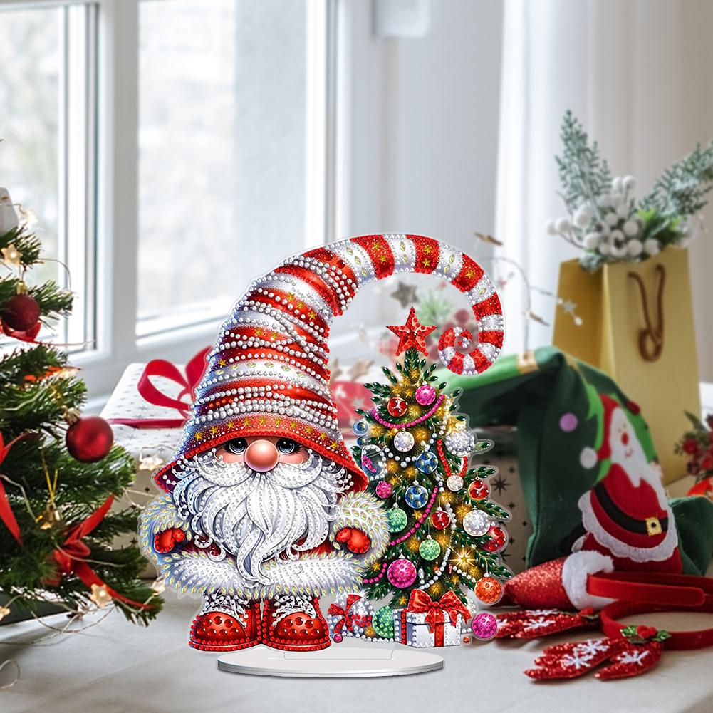 Acrylic Christmas Santa Claus Deer Table Top Diamond Painting Ornament Kits Rhinestones Desktop Ornaments for Home Office Decor