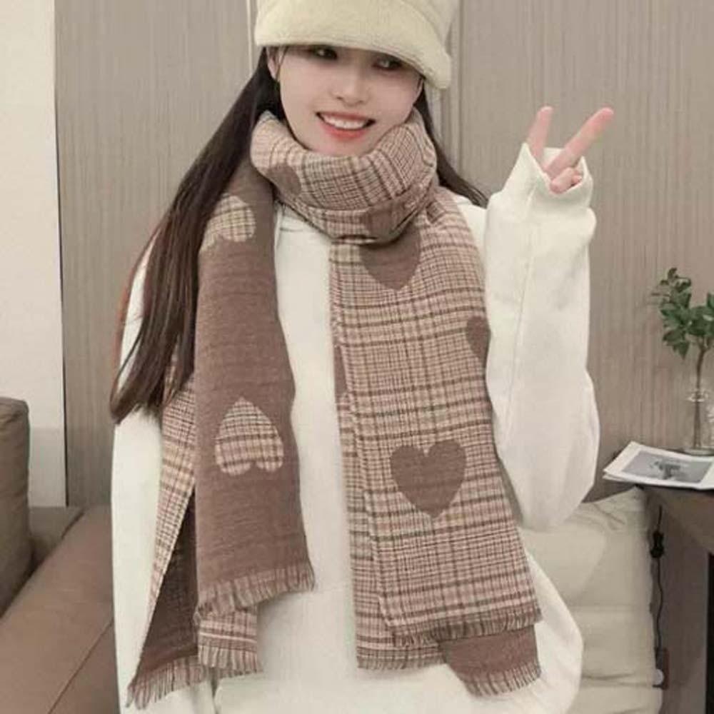 Soft Heart Knitted Scarf Acrylic Fibers Long Thickened Shawl Large Double-sided Scarf  Winter