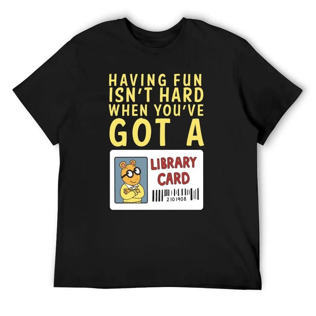 Arthur Library Card T-Shirt Funny Meme T-shirts Basketball Graphic Tees Luxury Man T Shirts for Men Graphic