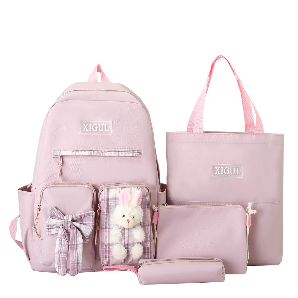 Schoolbag New Japanese Simple Girls Bag Casual Student Backpack Harajuku Four-piece Backpack Multifunctional Handbag