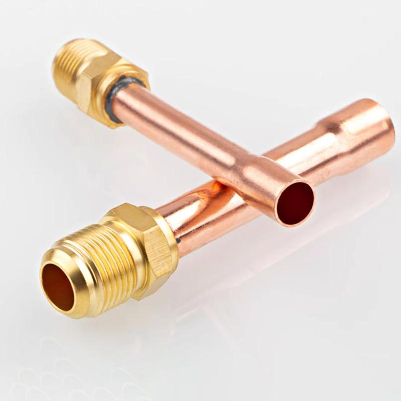 1/4 3/8 1/2 3/4 Inch SAE/Standard 45 Degree Brass Connector Copper Tube End Feeding Connector Adapter Air Conditioner