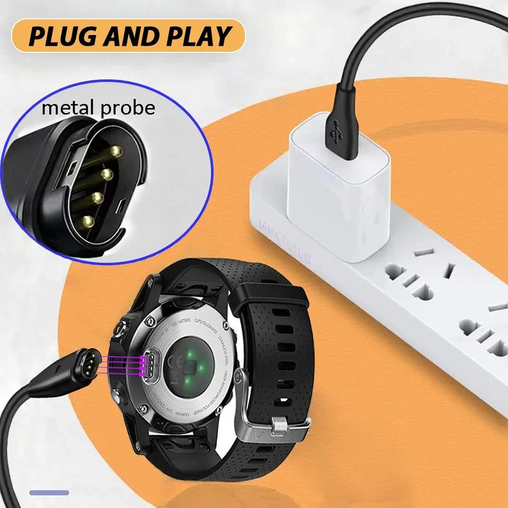 1 m langes USB-Ladekabel für Garmin Fenix ​​5/5S/5X/6/6S/6X/7/7S/8, Vivoactive 3, Forerunner 970/965/935/245/255/265/158