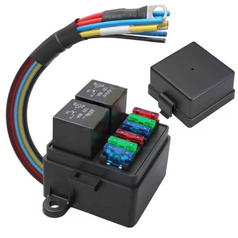 12V/24V 4-Way Car Fuse Box W/ 4/5 Pin Relay 2/3 Relays IP65 Waterproof For Truck RV Car Accessories