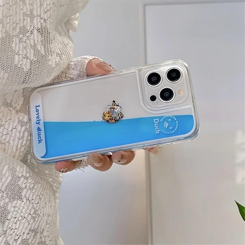 3D Anime Cute O-One P-Piece straw hat Luffy  Quicksand Thousand Sunny Phone Case for iPhone 11 12 13 14 15 16 Pro Max Plus Cover