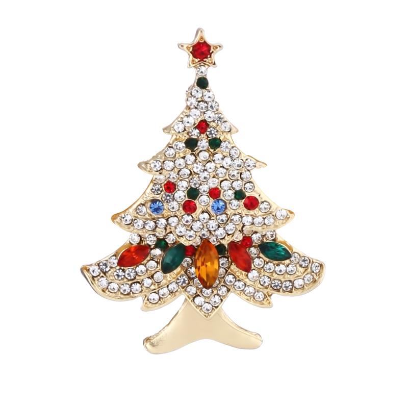Christmas Rhinestone Star Christmas Tree Brooch for Women Pearl Botanical Pin Banquet Party Backpack Gifts Jewelry Accessories