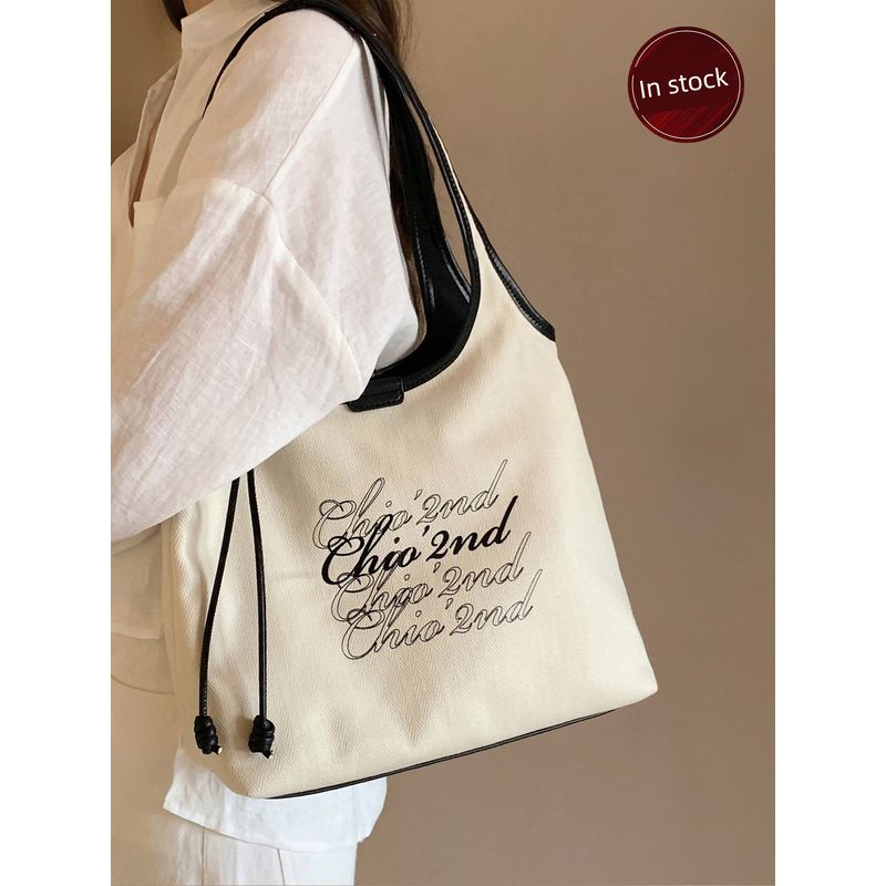

South Style Chio2nd Casual One-Shoulder Canvas Bag Beige White(In stock)