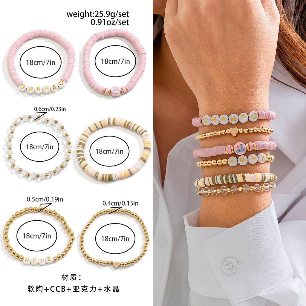 Dia das Mães Conjunto de Pulseiras Carta Dia das Mães, Presentes Versáteis Homenagem Mãe Joias com Contas Mulheres
