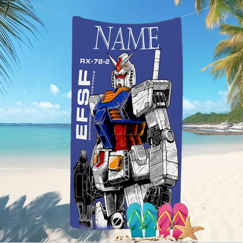Customizable personalized beach towels Mobile Suit Gundam themed designs.Suitable for the beach, yoga, sports;ideal as beach accessories