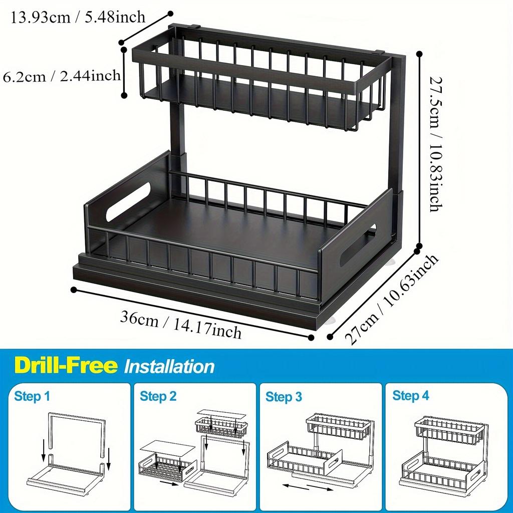 Kitchen Cabinet Sink Storage Rack Storage Rack Double Layer Pull-out Kitchen Seasoning Rack