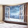 Window View Tapestry Wall Hanging, Scenic Nature Landscape Backdrop, Artificial Window Wall Decor for Bedroom Living Room