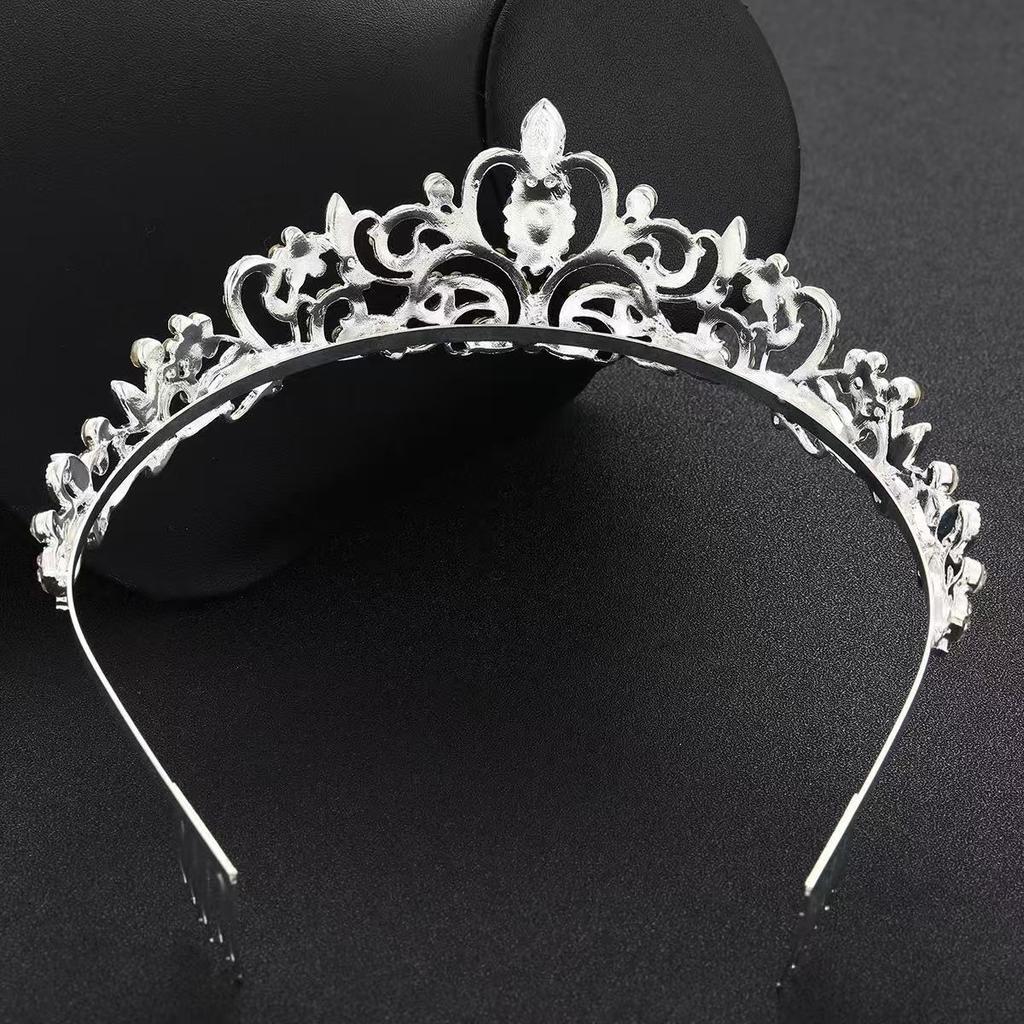 Princess Crown Crown Bridal Tiara Hair Accessories Main Wedding Dress White Gauze with Forehead Ornaments Wedding Accessories Sweet and Shiny