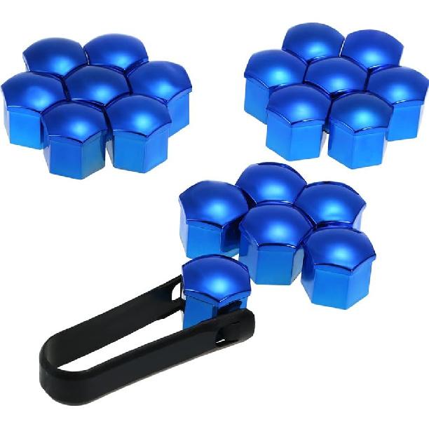 LANRU Wheel nut Covers 20pcs Universal 21mm Wheel Nut Covers Lug Nut Caps Screw Protector, Blue синий
