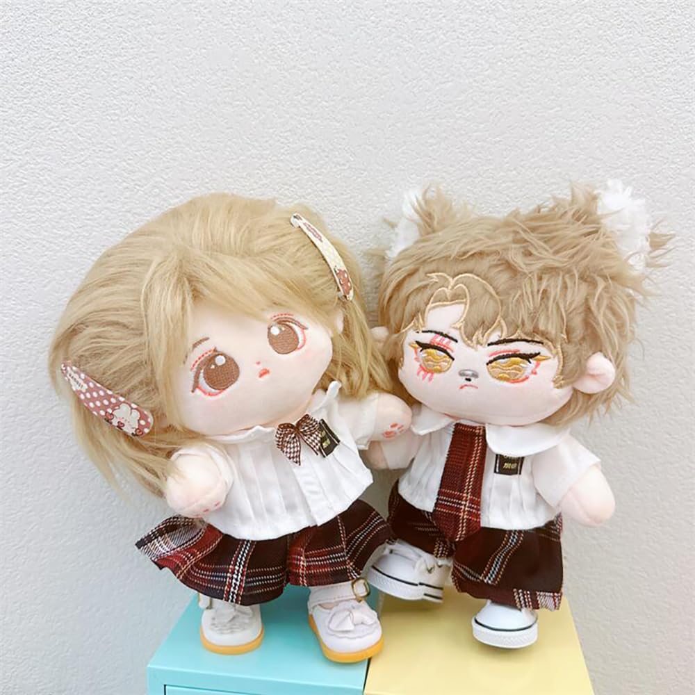 niannyyhouse 10cm 20cm Plush Toy, White, Dress-Up, Dress Shirt, Pants, JK Skirt, Tie, Accessories, College Uniform, Cotton Doll (B-10cm)