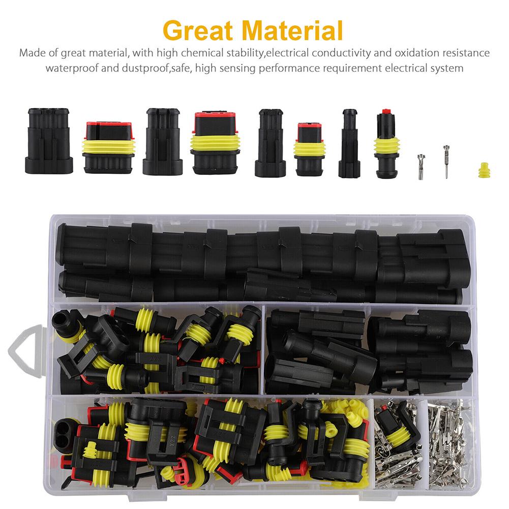 300 Stück Automobil-Elektrikdraht-Steckverbinder-Stecker-Kit 1/2/3/4-polig Wasserdichte Automobil-Elektriksteckverbinder-Klemmen