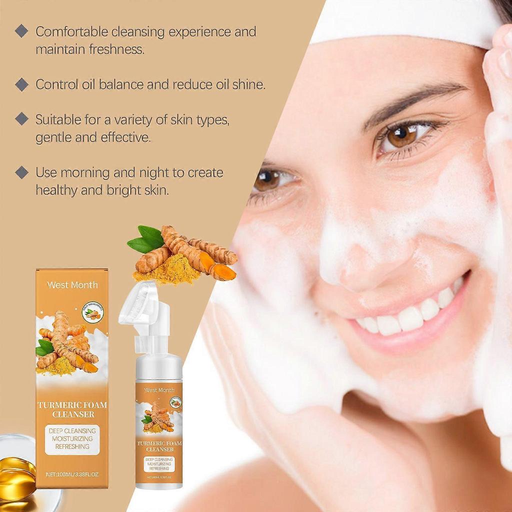 West Month Turmeric Foam Facial Cleanser Gently Cleansing Pore Cleansing Refreshing Moisturizing Facial Cleanser