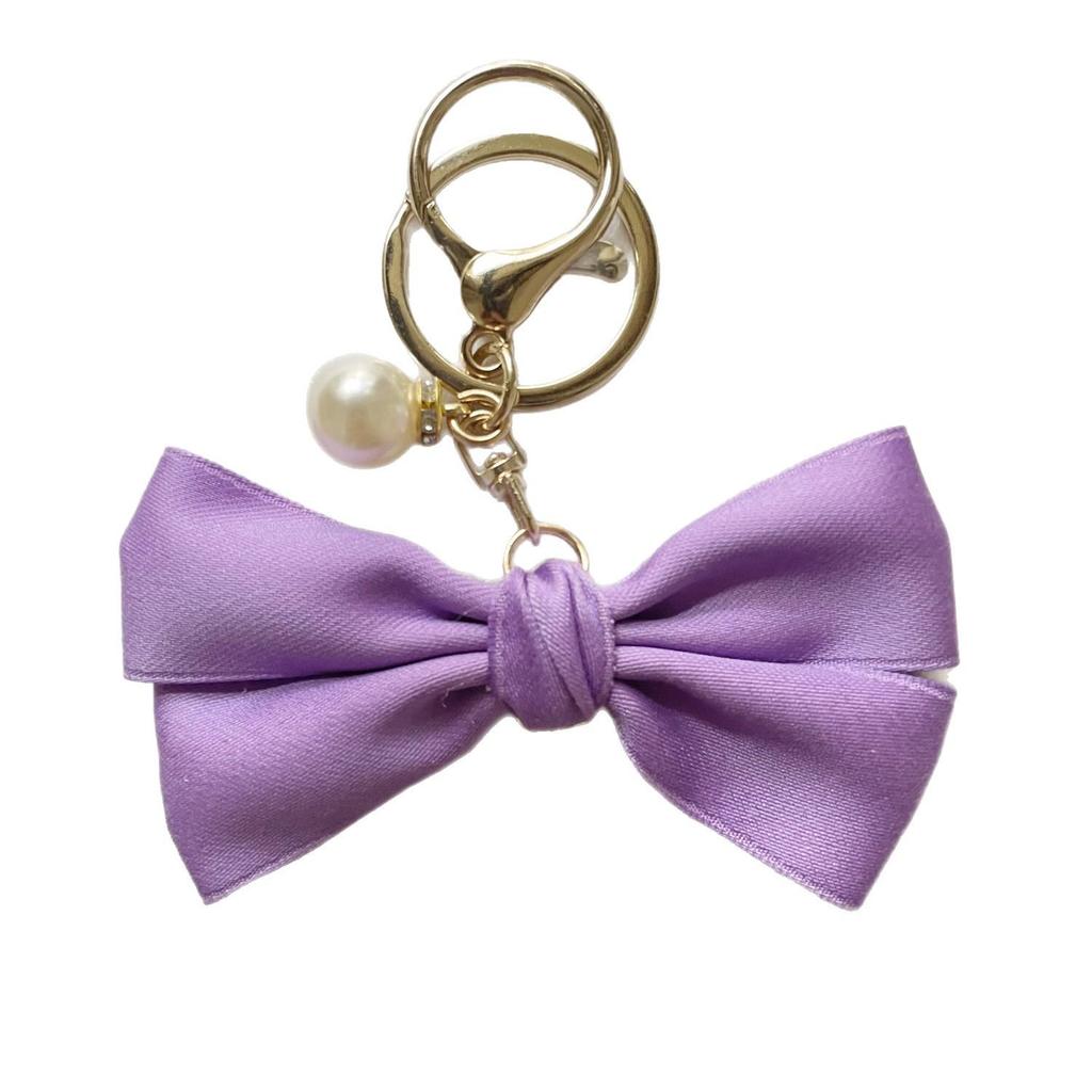 Silk Ribbon Bow Charm Handbag Keychain and Keyring Accessory