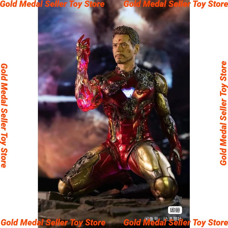 The Avengers Endgame Anime Figure Iron Man Mk85 Snap Your Model Dolls Gk Kneeling Statue Collection Decoration Birthday Toys Gif