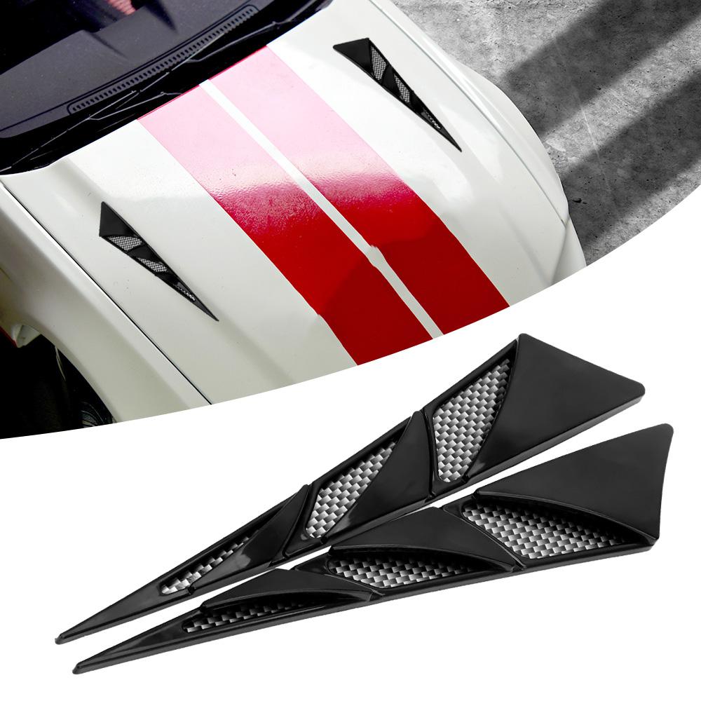 1 Pair Black Universal Car Exterior Decoration Car-styling Car Hood Stickers Side Air Intake Flow Vent Cover Decorative