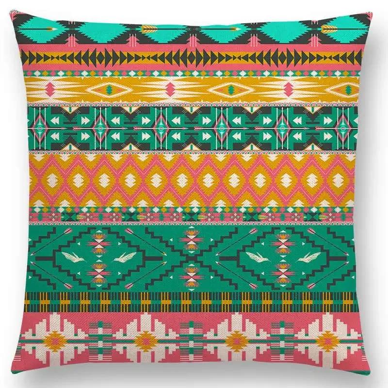 Colorful Seamless Aztec Decorative Prints Sofa Throw Pillow Case Fancy Abstract Geometric Vector Pattern Tribal Cushion Cover