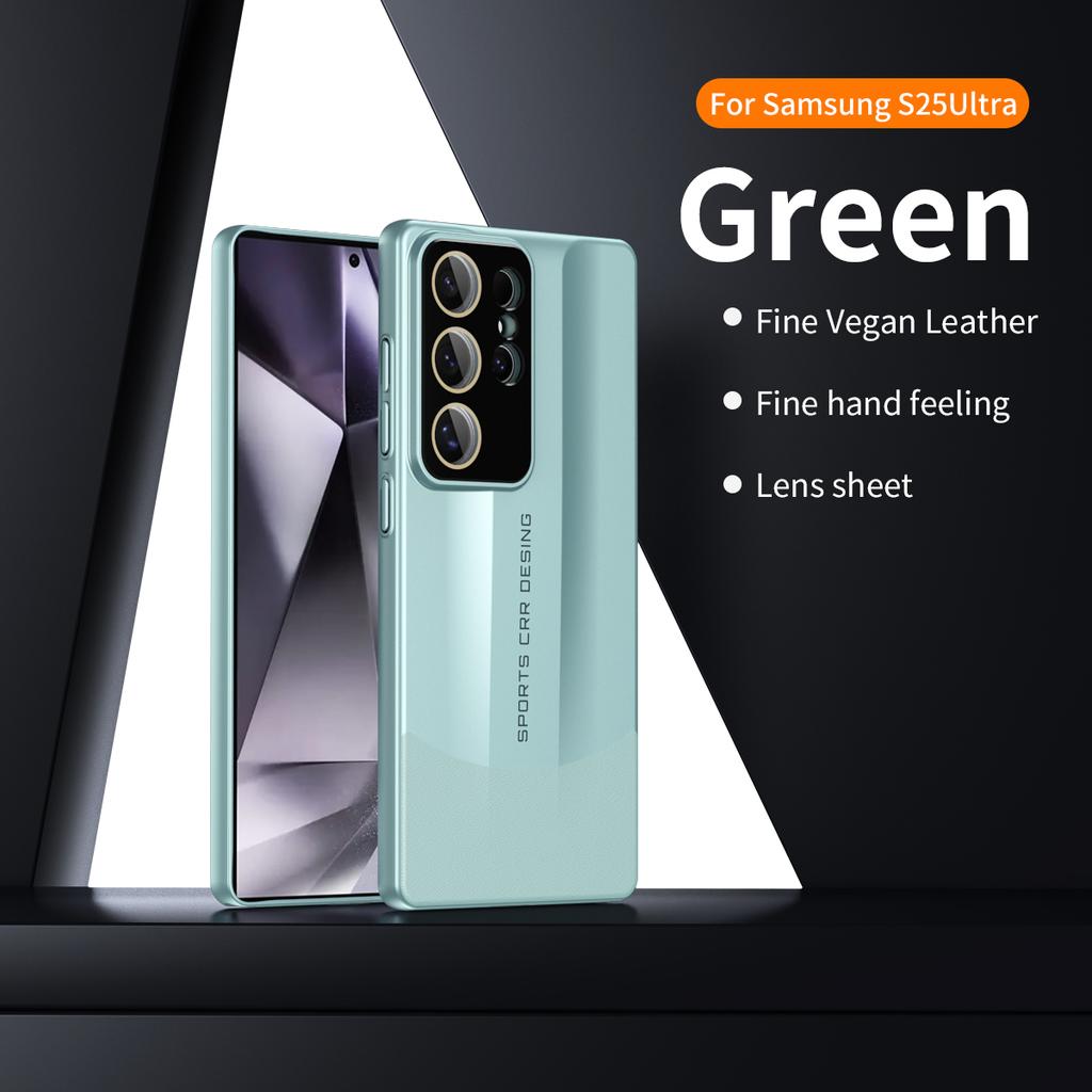 Premium Supercar Design Splicing Vegan Leather Hard Case For Samsung S25 S24 S23 Ultra Plus Bumper Shockproof Protection Cover