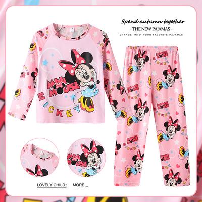 Minnie Stitch Children's Home Clothing Set Children's Long Sleeve Pajamas Cute Design Lightweight and Comfortable Fabric Pajama Set